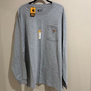 NWT Carhartt Men's Long-Sleeve Pocket Tee — Heather Gray 2XL
